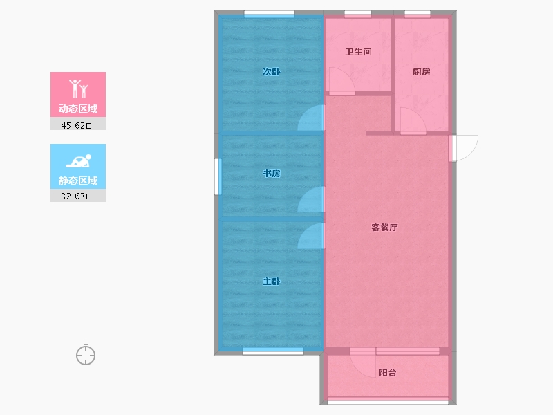 辽宁省-沈阳市-万象首府Ｈ户型99m²-70.93-户型库-动静分区