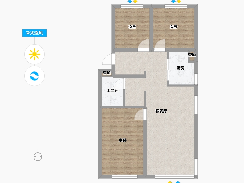 辽宁省-沈阳市-万科中德国际社区(G30,G32,G46)号楼103m²-69.18-户型库-采光通风