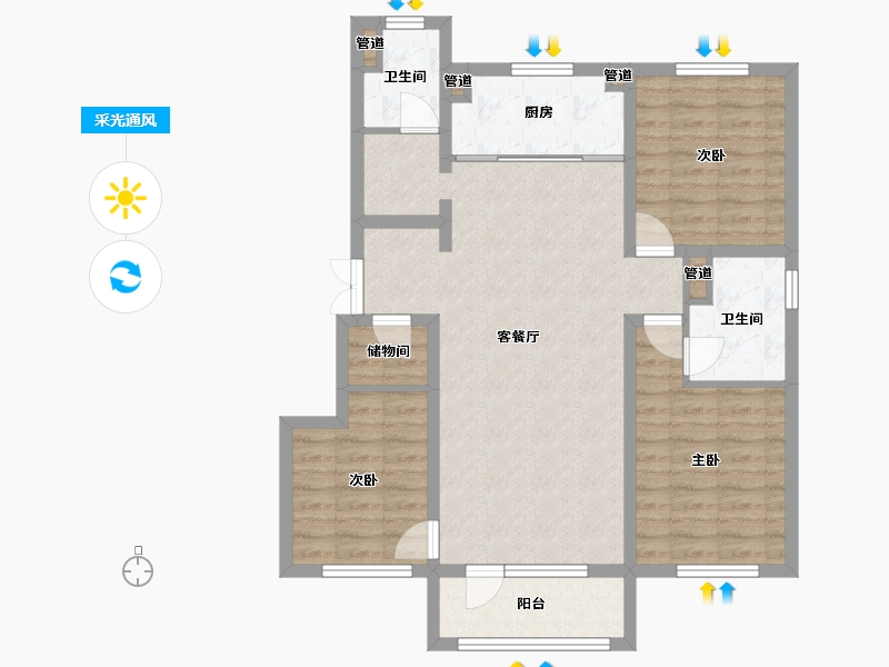 辽宁省-沈阳市-万科中德国际社区(Y5,Y6,Y9,Y10)号楼117m²-90.92-户型库-采光通风