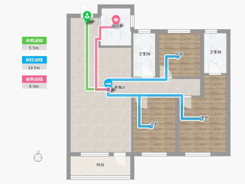 辽宁省-沈阳市-万象首府K户型120m²-82.97-户型库-动静线