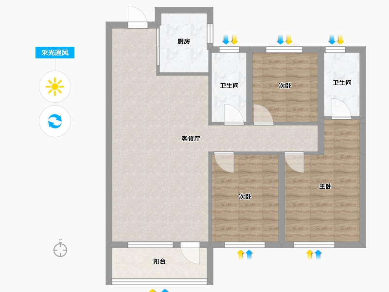 辽宁省-沈阳市-万象首府K户型120m²-82.97-户型库-采光通风