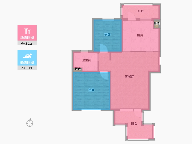 辽宁省-沈阳市-万象首府中央大街（101,102,,106）号楼90m²-76.19-户型库-动静分区