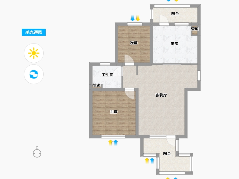 辽宁省-沈阳市-万象首府中央大街（101,102,,106）号楼90m²-76.19-户型库-采光通风