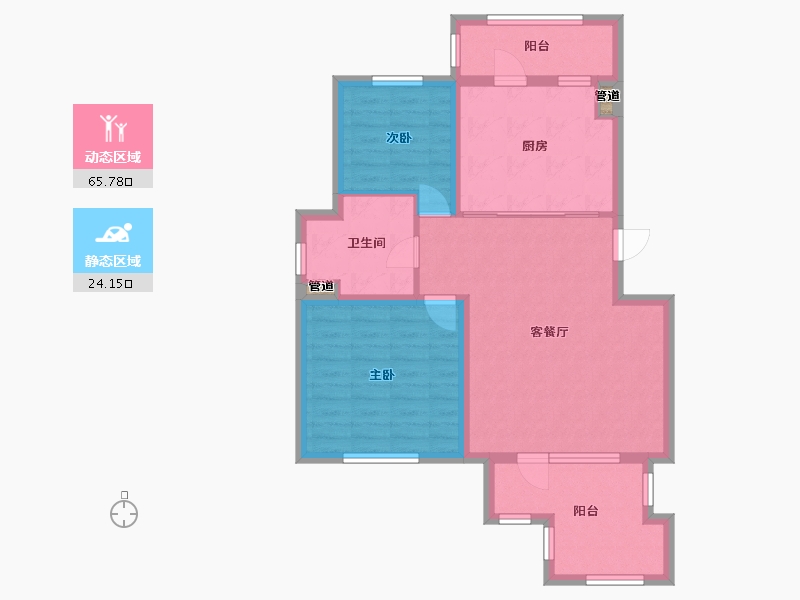 辽宁省-沈阳市-万象首府中央大街（101,102,106）号楼92m²-78.30-户型库-动静分区