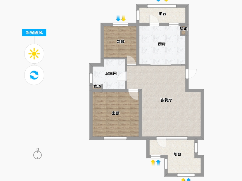 辽宁省-沈阳市-万象首府中央大街（101,102,106）号楼92m²-78.30-户型库-采光通风