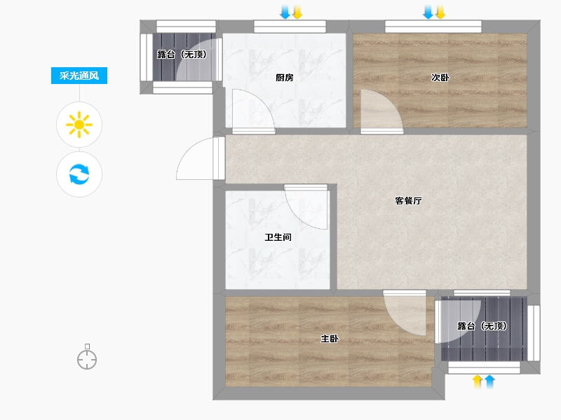 辽宁省-沈阳市-裕湾豪庭蒲北中路18-14号（C2）,蒲北中路18-13号（c1）建面49m²-39.20-户型库-采光通风