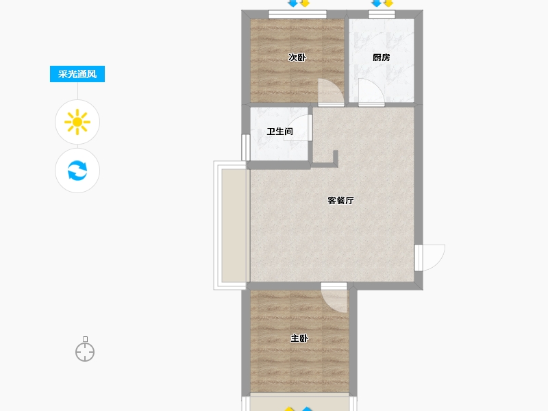 辽宁省-沈阳市-万象首府中央大街（117,108）号楼70m²-46.66-户型库-采光通风