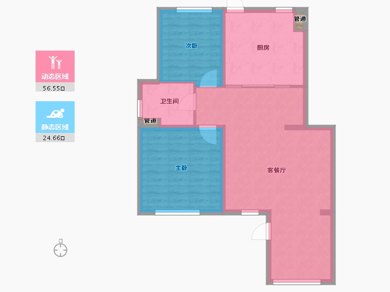 辽宁省-沈阳市-万象首府中央大街（101,102,106）号楼94m²-73.91-户型库-动静分区