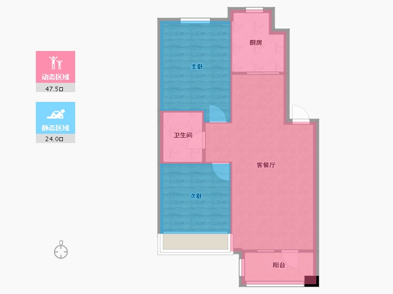 辽宁省-沈阳市-万象首府中央大街（105A,113,108）号楼82m²-64.96-户型库-动静分区