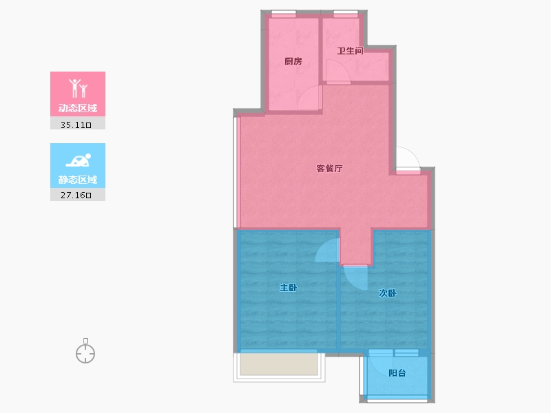 辽宁省-沈阳市-万象首府中央大街（111,112,118）号楼73m²-55.97-户型库-动静分区