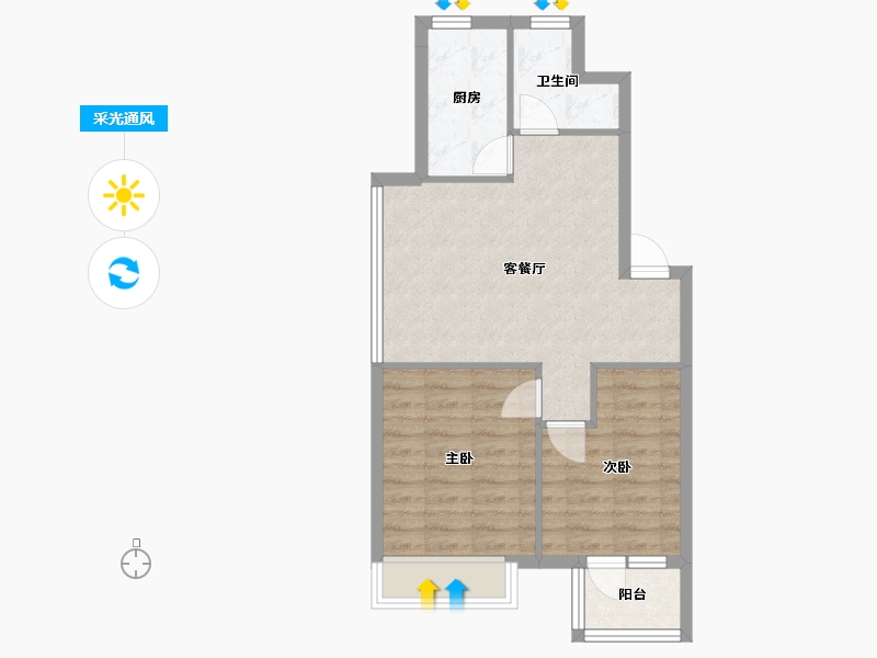 辽宁省-沈阳市-万象首府中央大街（111,112,118）号楼73m²-55.97-户型库-采光通风