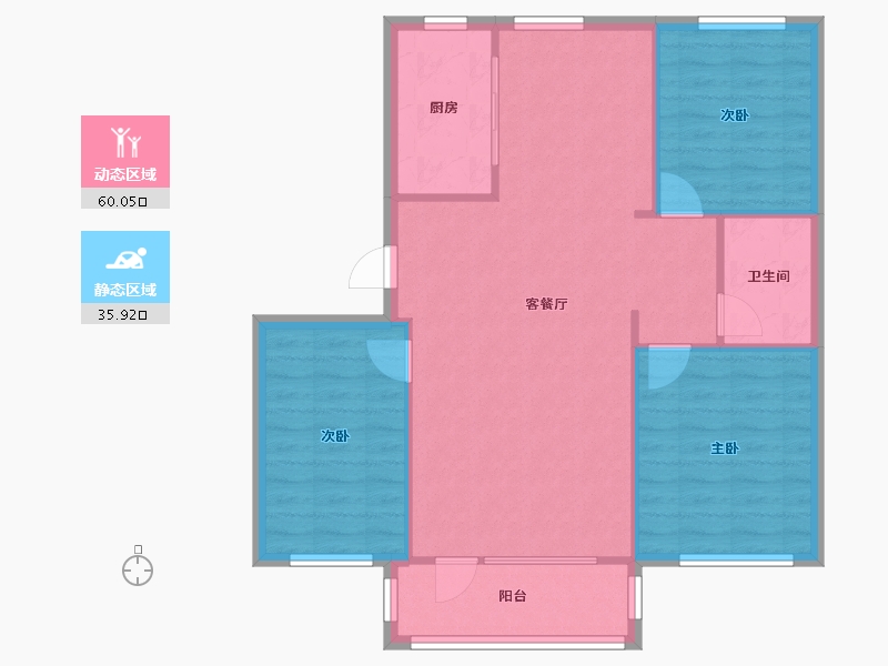 辽宁省-沈阳市-沈阳雅居乐花园B地块蒲南路3-4号（4号楼）,蒲南路3-10号（10号楼）,蒲南路3-11号-88.06-户型库-动静分区