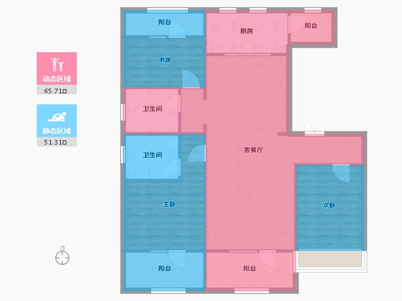 辽宁省-沈阳市-阳光城未来悦肇工南街98甲15号（10号楼）122m²-106.53-户型库-动静分区