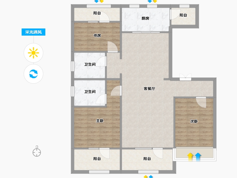 辽宁省-沈阳市-阳光城未来悦肇工南街98甲15号（10号楼）122m²-106.53-户型库-采光通风