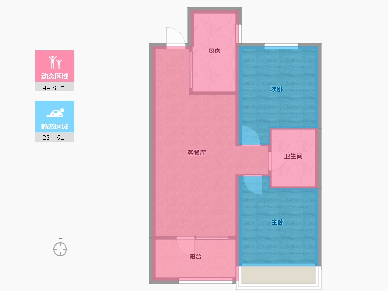 辽宁省-沈阳市-阳光城未来悦肇工南街98甲（2,3,,8）号楼87m²-61.04-户型库-动静分区