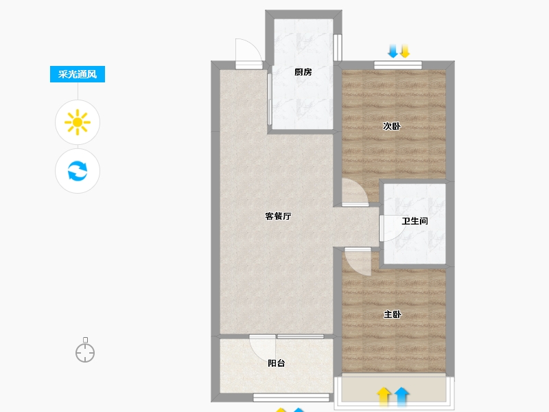 辽宁省-沈阳市-阳光城未来悦肇工南街98甲（2,3,,8）号楼87m²-61.04-户型库-采光通风