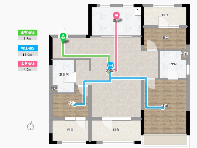 辽宁省-沈阳市-阳光城未来悦肇工南街98甲（2,3,6）号楼119m²-89.10-户型库-动静线