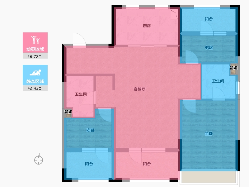 辽宁省-沈阳市-阳光城未来悦肇工南街98甲（2,3,6）号楼119m²-89.10-户型库-动静分区