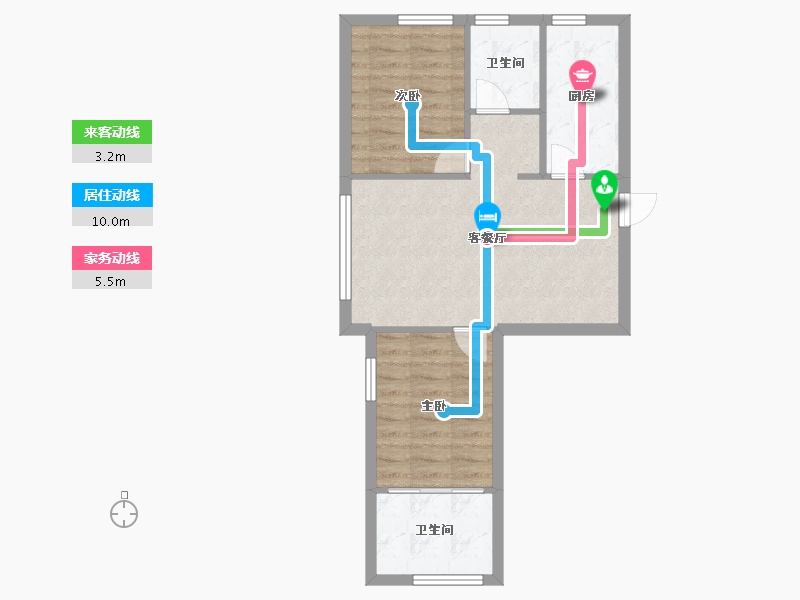 辽宁省-沈阳市-红豆杉温泉花园蒲河路22-12号（A5）,蒲河路22-13号（B5号楼C1建面86m²-59.36-户型库-动静线