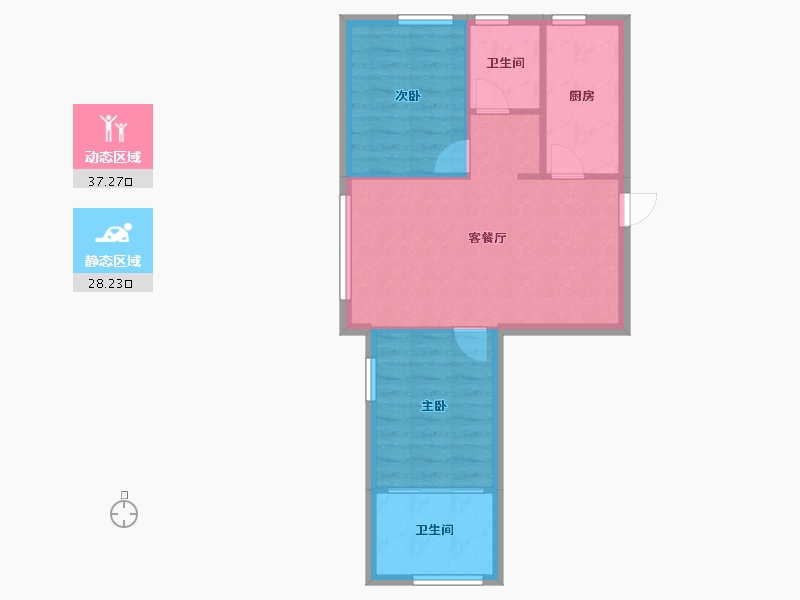 辽宁省-沈阳市-红豆杉温泉花园蒲河路22-12号（A5）,蒲河路22-13号（B5号楼C1建面86m²-59.36-户型库-动静分区