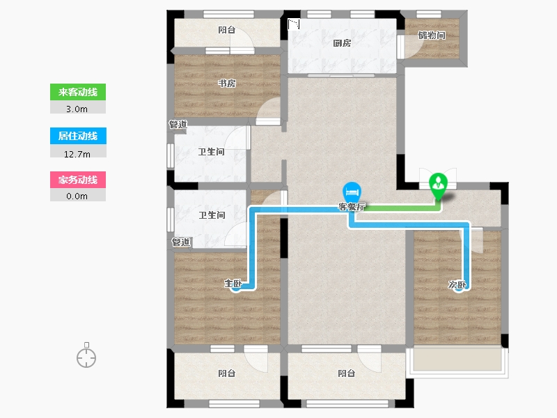 辽宁省-沈阳市-阳光城未来悦肇工南街98甲（9,10）号楼127m²-103.00-户型库-动静线