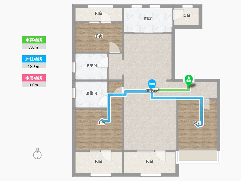 辽宁省-沈阳市-阳光城未来悦肇工南街98甲15号（10号楼）122m²-106.53-户型库-动静线