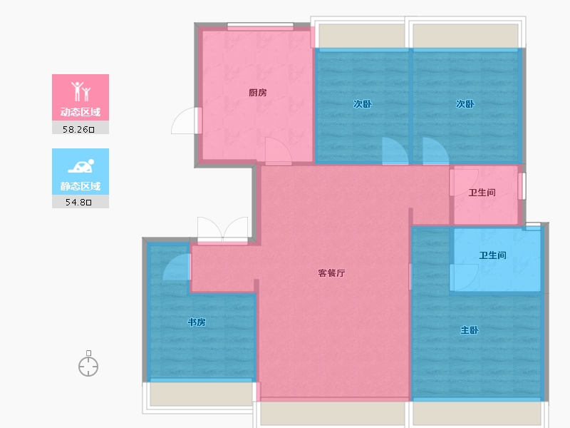 辽宁省-沈阳市-雍禾府北二中路（G2，G3）号楼130m²-104.00-户型库-动静分区