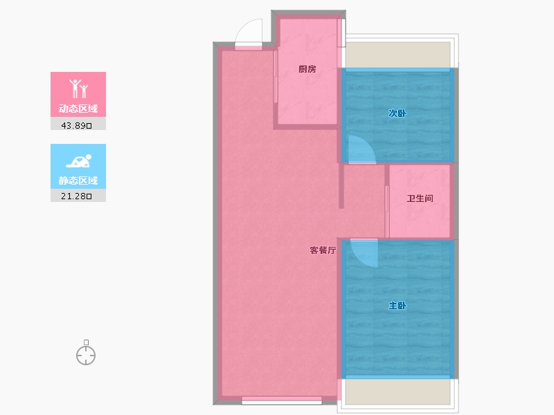 辽宁省-沈阳市-招商曦城开发大路（6,5）号楼82m²-58.60-户型库-动静分区