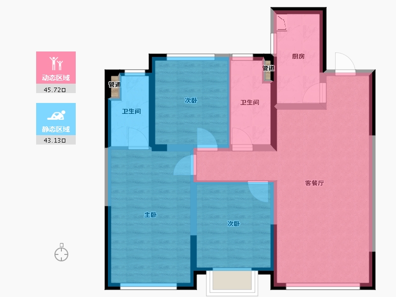 辽宁省-沈阳市-招商曦城开发大路（6,5,7,3,2）号楼110m²-77.26-户型库-动静分区