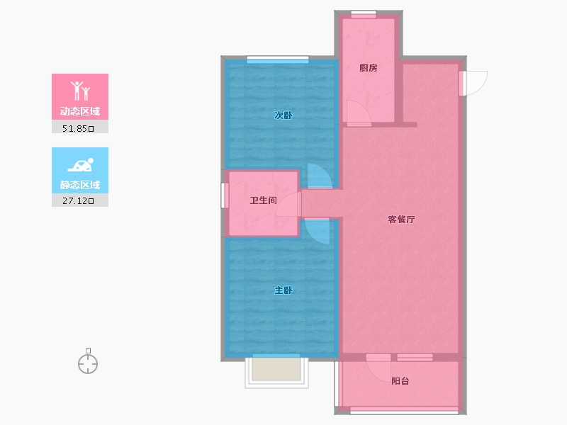 辽宁省-沈阳市-中梁首府星海路10-4号（5栋）88m²-70.40-户型库-动静分区