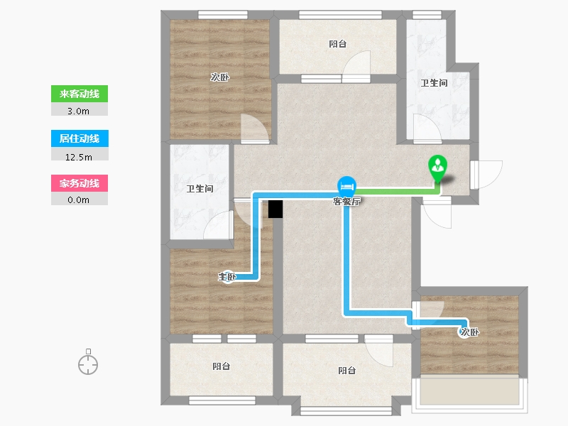 辽宁省-沈阳市-正轩悦堂南七东路11号（1号楼）102m²-77.42-户型库-动静线