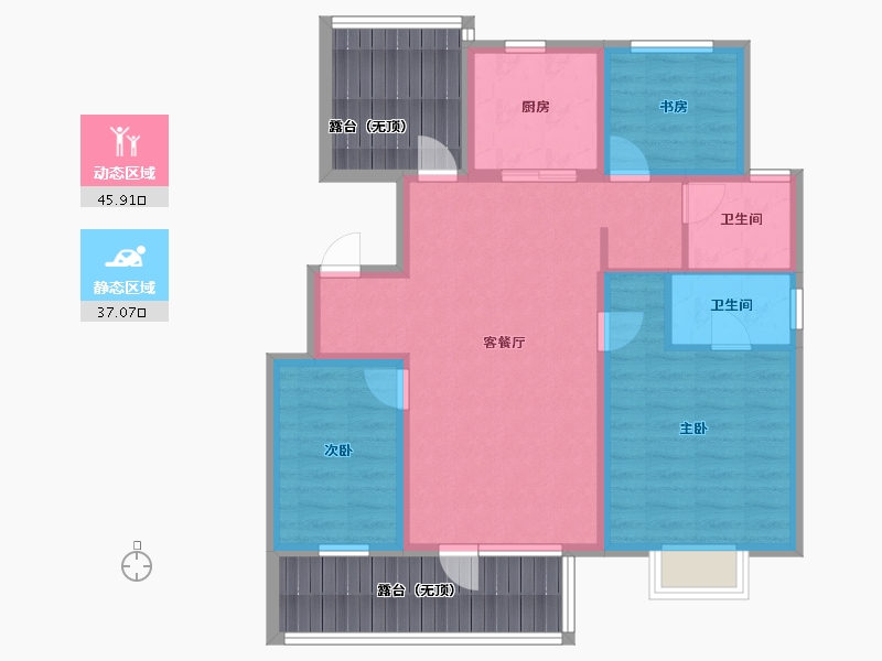 辽宁省-沈阳市-中梁首府星海路（4，3，2）栋112m²-89.61-户型库-动静分区