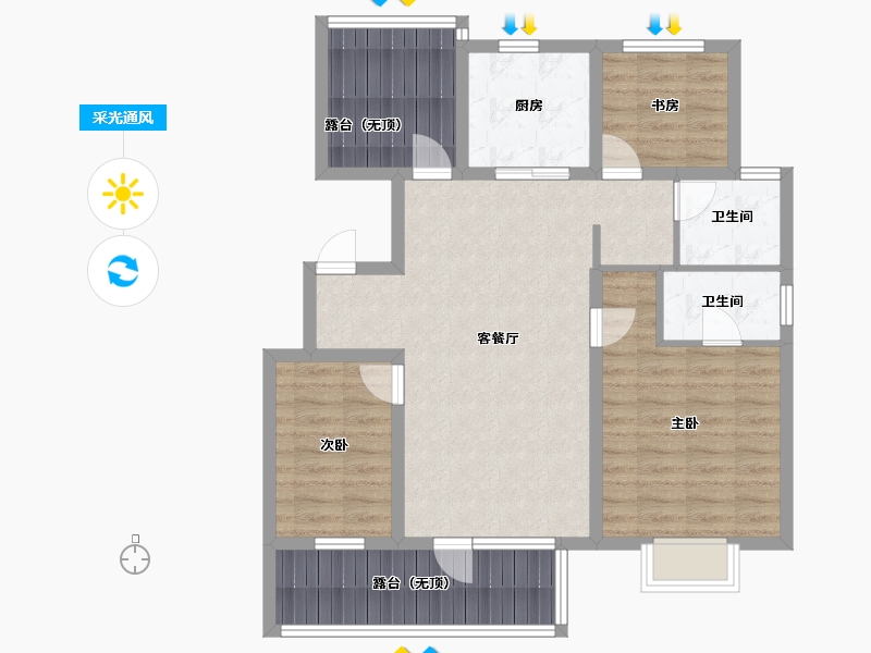 辽宁省-沈阳市-中梁首府星海路（4，3，2）栋112m²-89.61-户型库-采光通风