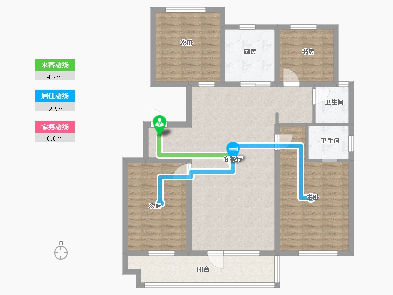 辽宁省-沈阳市-中梁首府星海路（4，3，2）栋133m²-106.40-户型库-动静线