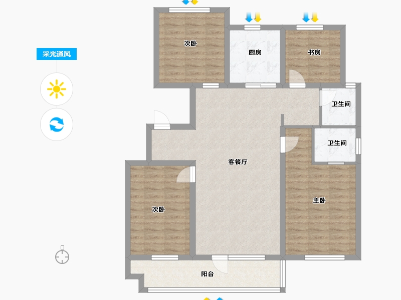 辽宁省-沈阳市-中梁首府星海路（4，3，2）栋133m²-106.40-户型库-采光通风