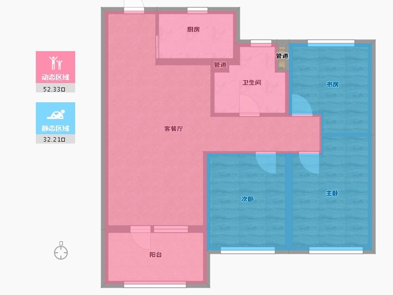 辽宁省-沈阳市-中南旭辉和樾北一西路（23,13）号楼94m²-75.20-户型库-动静分区