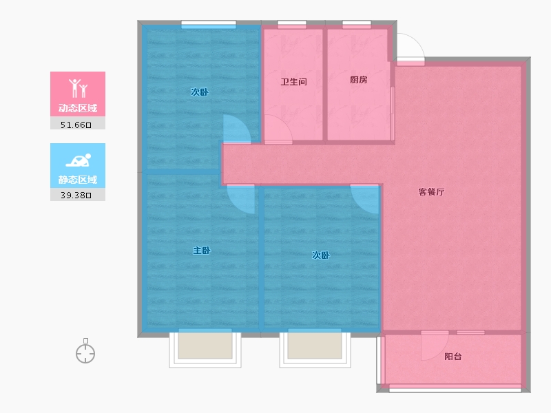 辽宁省-沈阳市-中梁首府星海路10-4号（5栋）104m²-83.21-户型库-动静分区