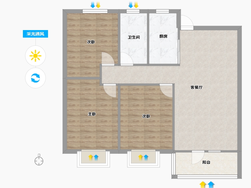 辽宁省-沈阳市-中梁首府星海路10-4号（5栋）104m²-83.21-户型库-采光通风