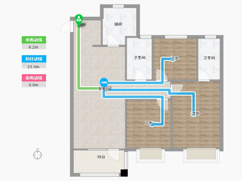 辽宁省-沈阳市-中梁首府星海路10-4号（5栋）119m²-95.20-户型库-动静线