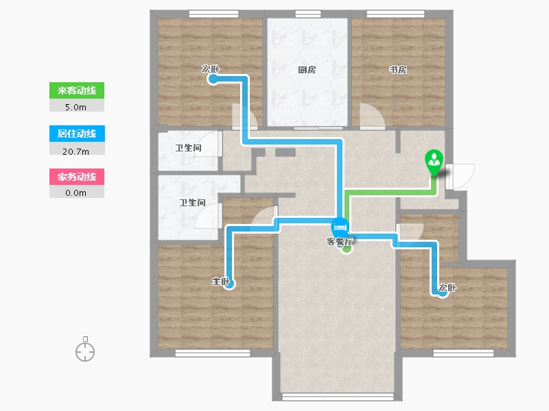 辽宁省-沈阳市-中南旭辉和樾北一西路（11,1）号楼128m²-102.40-户型库-动静线