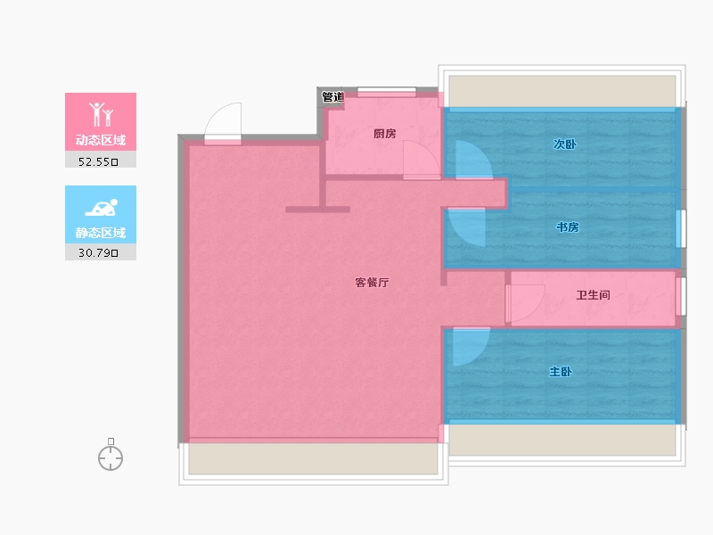 辽宁省-沈阳市-中南旭辉和樾北一西路（19,35,32,36）号楼95m²-76.00-户型库-动静分区