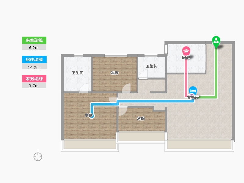 辽宁省-沈阳市-中南旭辉和樾北一西路（19,35,37,36）号楼130m²-104.01-户型库-动静线