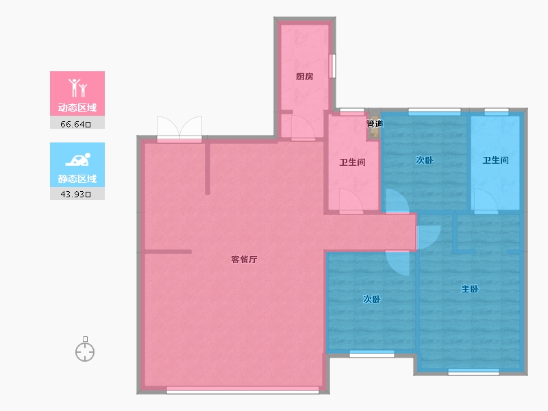 辽宁省-沈阳市-中南紫云集景星北街（1,2）号楼157m²-101.66-户型库-动静分区