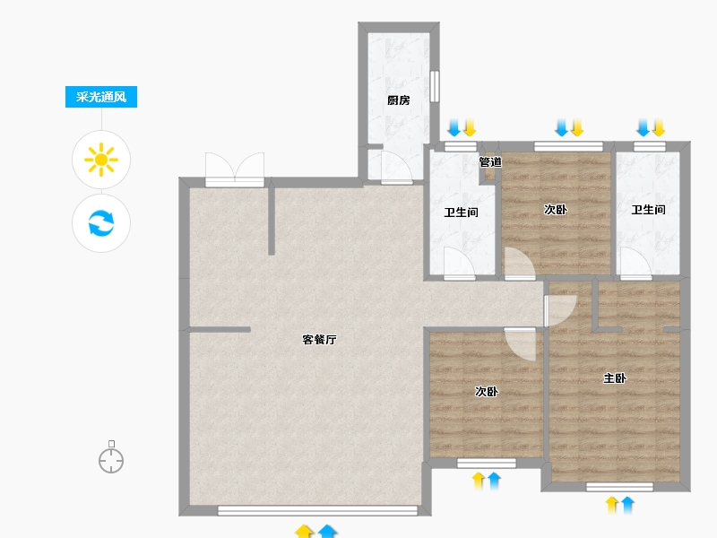 辽宁省-沈阳市-中南紫云集景星北街（1,2）号楼157m²-101.66-户型库-采光通风