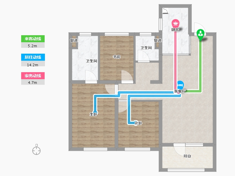 辽宁省-沈阳市-中南旭辉和樾北一西路（23,13）号楼113m²-90.40-户型库-动静线