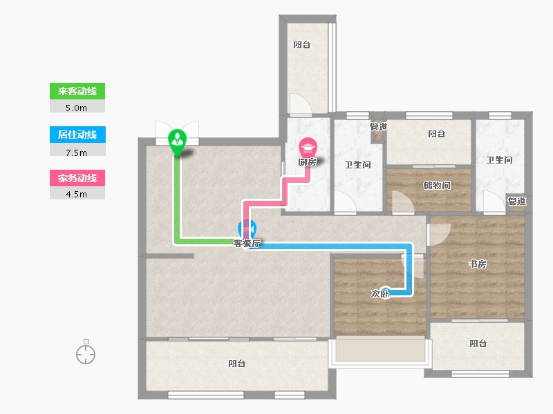 辽宁省-沈阳市-中南紫云集景星北街（1,2）号楼121m²-96.80-户型库-动静线