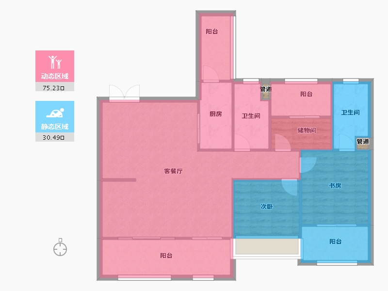 辽宁省-沈阳市-中南紫云集景星北街（1,2）号楼121m²-96.80-户型库-动静分区