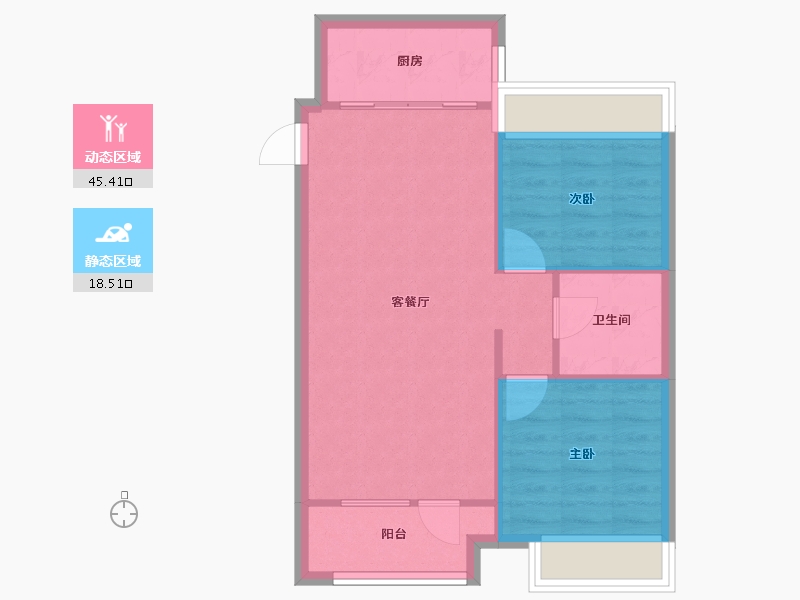 辽宁省-沈阳市-汇置尚都道义南大街63-16号（1）81F建面82m²-58.13-户型库-动静分区