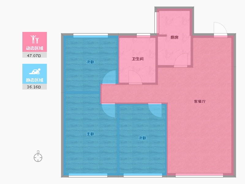 辽宁省-沈阳市-汇置尚都道义南大街65-43号（G1号楼）,道义南大街65-35号（G2号楼）,道义南大街6-75.98-户型库-动静分区