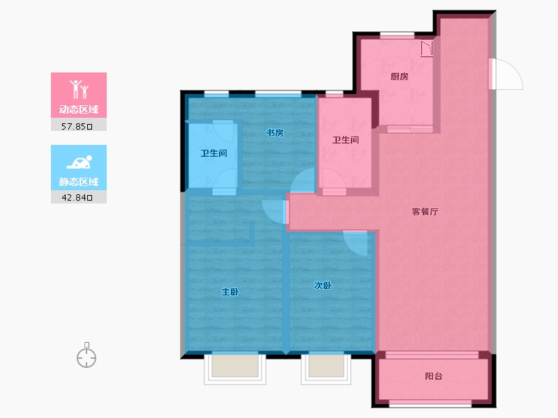 黑龙江省-哈尔滨市-华润置地・熙云府-89.56-户型库-动静分区